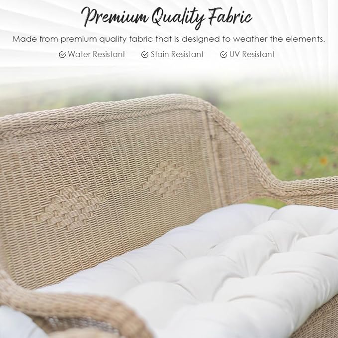 RSH DECOR: Tufted U-Shape Wicker Seat Cushions Set of 2 | 19” x 19” | All-Weather Spun Fabric | Water-Resistant | Outdoor Chair Cushions for Patio Furniture | Gregoire Fresco