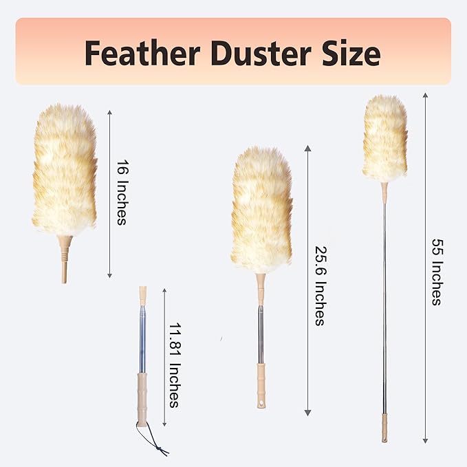 Cedenoo Lambswool Duster Extendable 22–55 Inch Natural Wool Duster - Image 3
