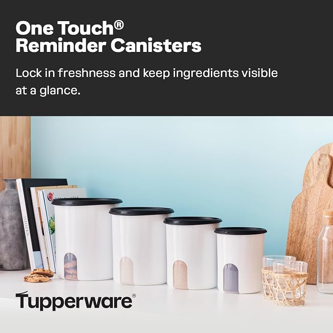 Tupperware One Touch Reminder Canisters 4 Canister Food Storage Set, Dishwasher - Image 2