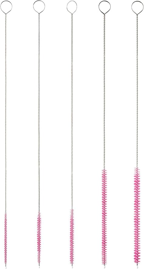 10" Tube Cleaning Brush Set, 5 Pack Small, Extra Long Nylon Straw Brushes - Image 2