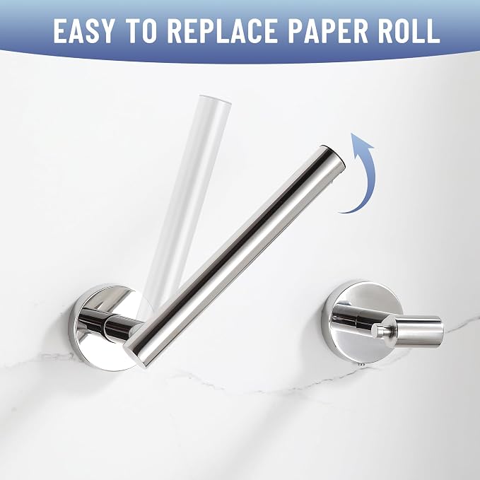 BVL Toilet Paper Holder Polished Chrome Wall Mount Stainless Steel 304 Large - Image 2