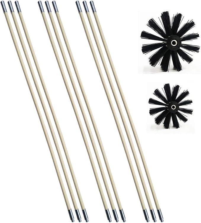 Chimney Cleaning Brush Dryer Duct Cleaner 2-in-1 Kit Fireplace Drier Vent Lint by Xedragony