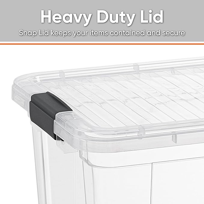 Superio Storage Bins with Lids- 2 Pack, 6.6 Qt Clear Boxes - Image 4