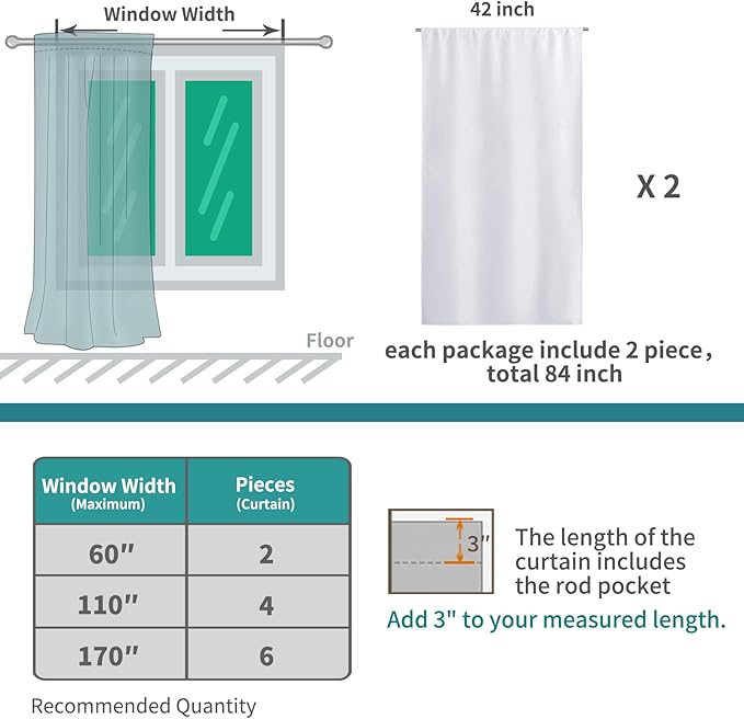 BGment Rod Pocket Room Darkening Curtains 54 Inches Length - Thermal Insulated Bedroom Curtain for Short Window, 42 x 54 Inch, 2 Panels, Greyish White