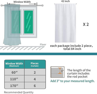 BGment Rod Pocket Room Darkening Curtains 54 Inches Length - Thermal Insulated Bedroom Curtain for Short Window, 42 x 54 Inch, 2 Panels, Greyish White