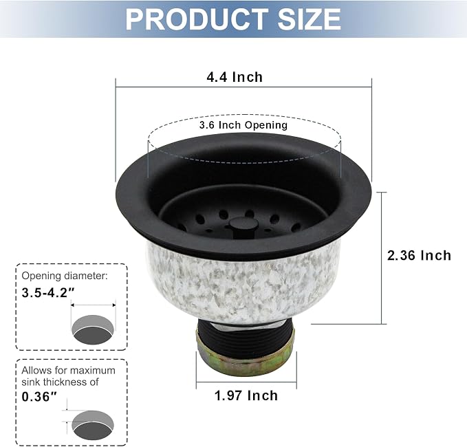 ZM Kitchen Sink Stainless Steel Deep Locking Basket Strainer - Image 4