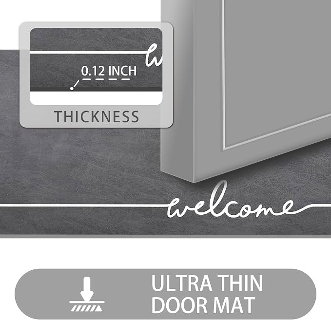 Welcome Mat Indoor, Ultra Thin Door Mat, 1/10 in Thin Door Mats - Image 2
