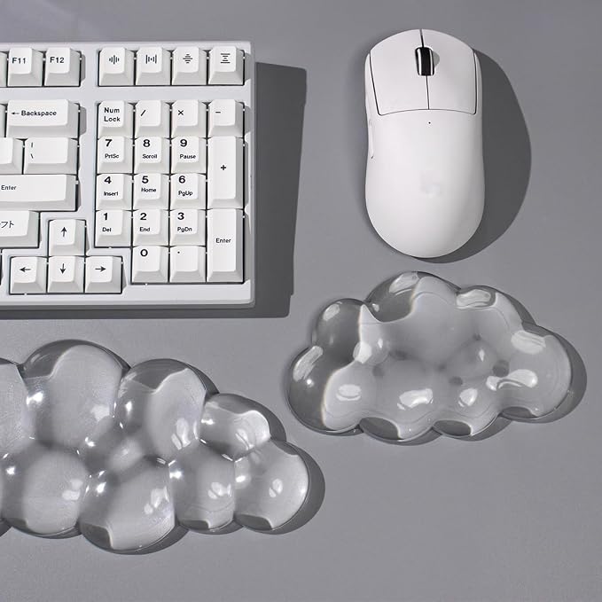Ergonomic Cloud Gel Keyboard and Mouse Wrist Rest Set – White Clear Wrist Rest - Image 8