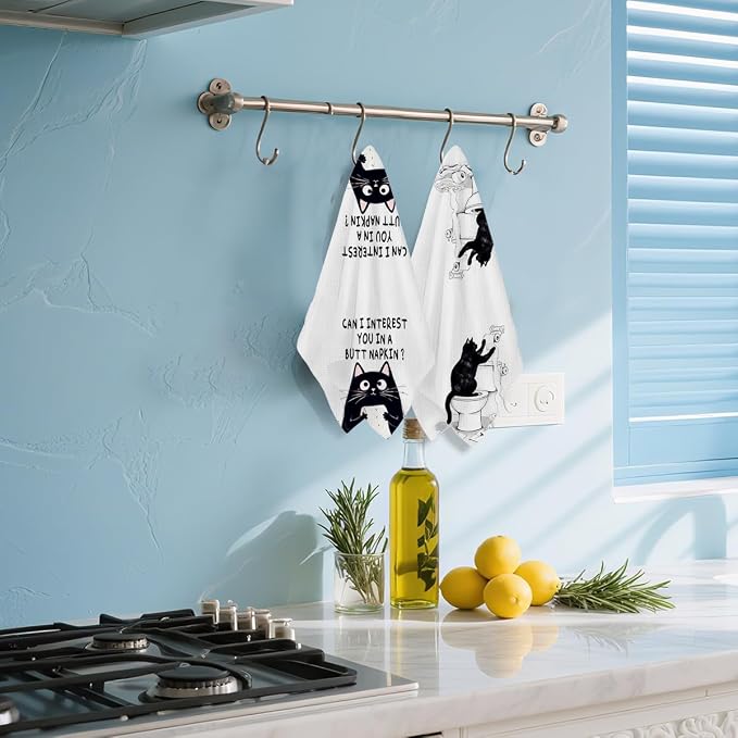 Hanamiya Na 2Pcs Funny cat Hand Towel - Image 5