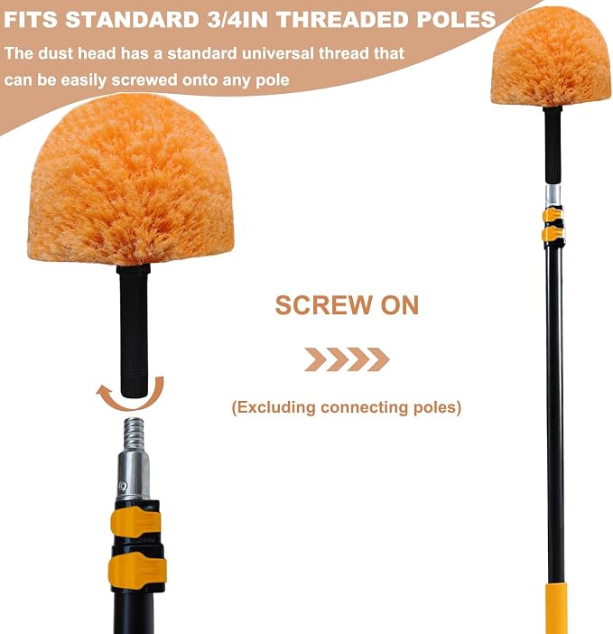 2 Pack Robust Cobweb Duster Head Brush – Superior Twist-On Web Cleaning Tool – - Image 4