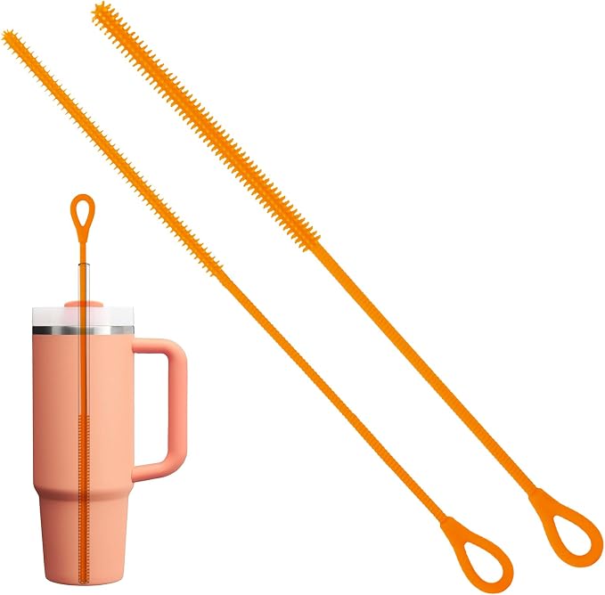2Pcs Silicone Straw Cleaner Brush, 9.84in Reusable Straw Cleaner by Unknown