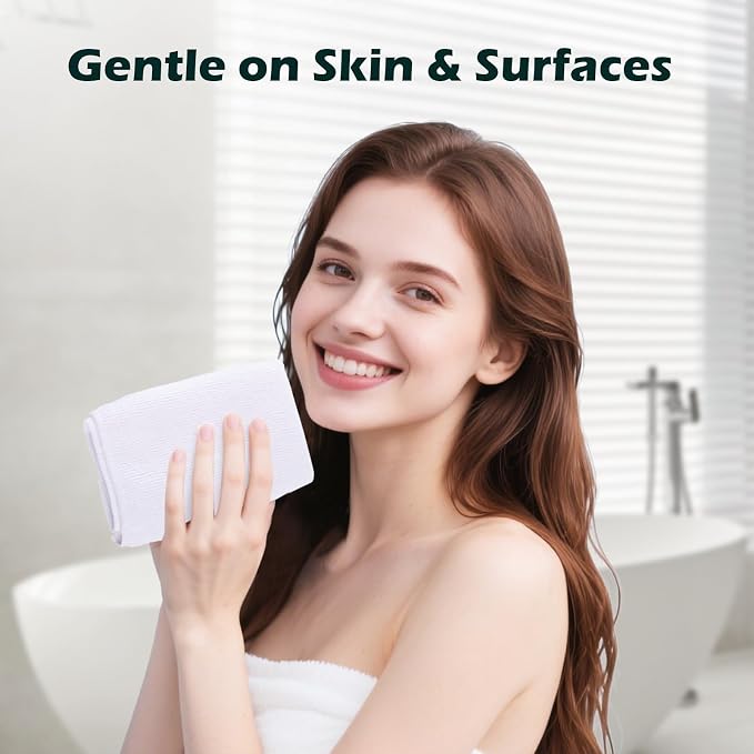 White Washcloths 100 Pack, Highly Absorbent & Quick Drying Face Towels - Image 2