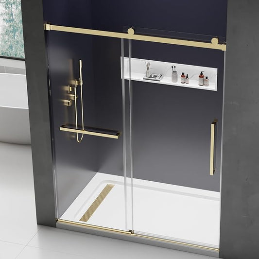 Frameless Shower Door 56-60 in. W x 76 in. H, Single Sliding Glass Door by JONIVRAT