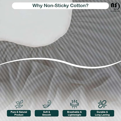 NON Sticky cotton Queen Size Sleeper Sofa Sheets, 4 Piece Egyptian Cotton Bed Sheet Set for Sofa Bed, 7" Deep Pocket for Pull Out Couch Mattress, 60" x 75", Light Grey Stripe, Soft & Breathable
