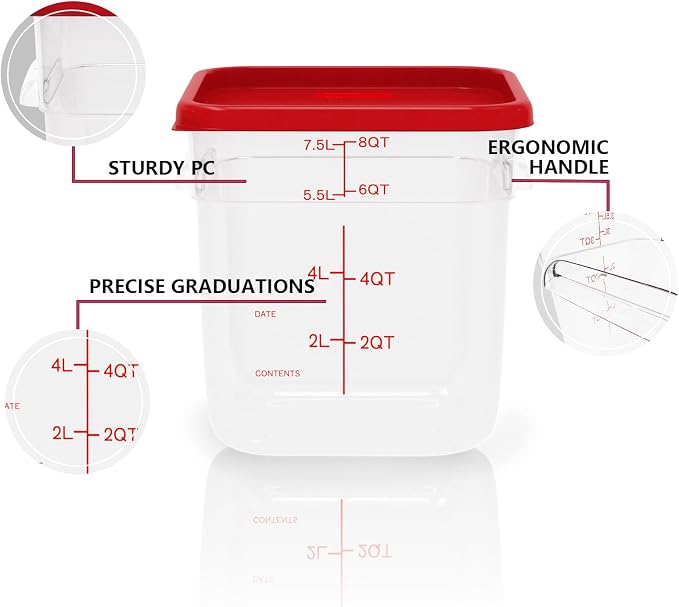 4 Pack 8 Quart Square Clear Food Storage Containers - Image 5