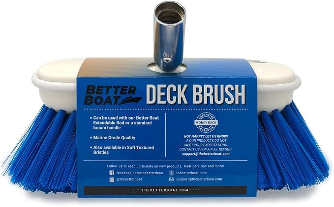 Medium Boat Deck Brush, Heavy-Duty Marine Brush Head, 3/4" Thread Handle - Image 7
