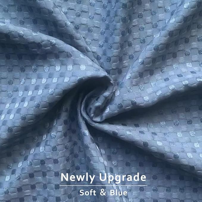 MIYE Pleated Waffle Weave Bed Skirt, Tailored Dust Ruffle 16 Inch Drop Easy Fit, Machine Washable (Blue, King - 16" Drop)