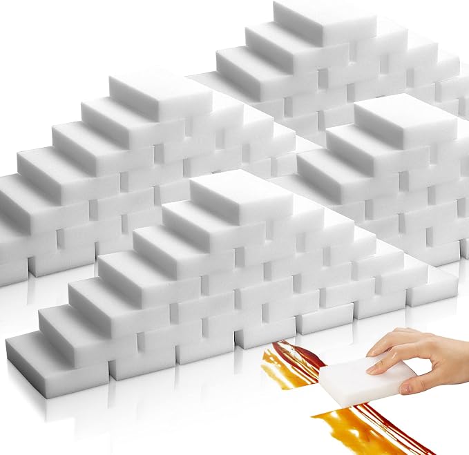 100 Pack Magic Sponge Eraser, Premium Reusable Melamine Sponges, Powerful by VACAIATU