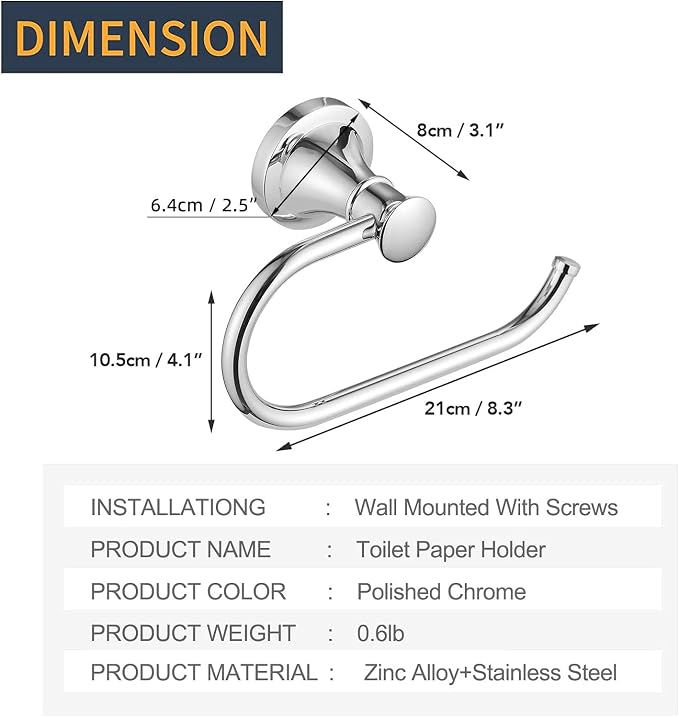 BESy Polished Chrome Toilet Tissue Paper Holder Polished Chrome Bathroom - Image 7