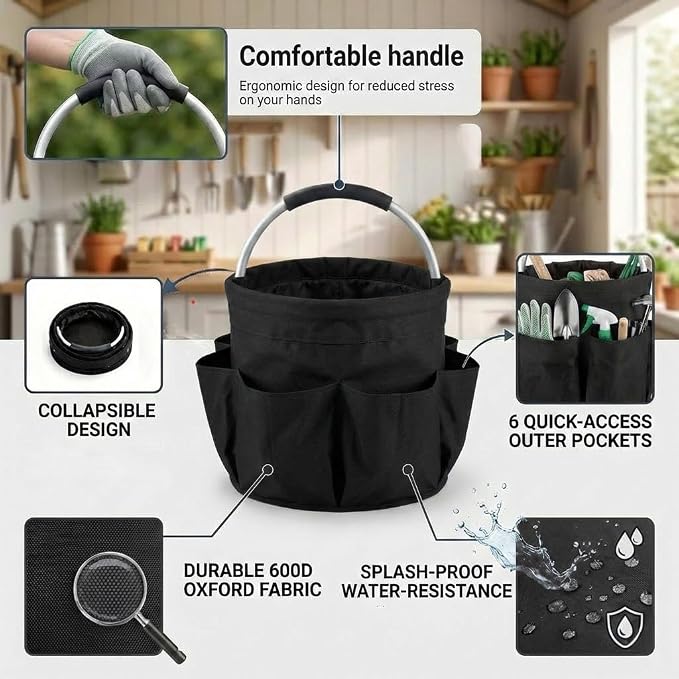 Multifunctional 17L Cleaning Caddy, Foldable 600D Organizer Bag - Image 3