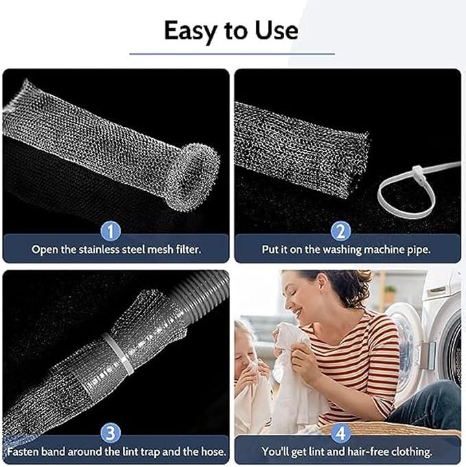 Stainless Steel Lint Traps for Washing Machine Drain Hose – Mesh Filter - Image 4