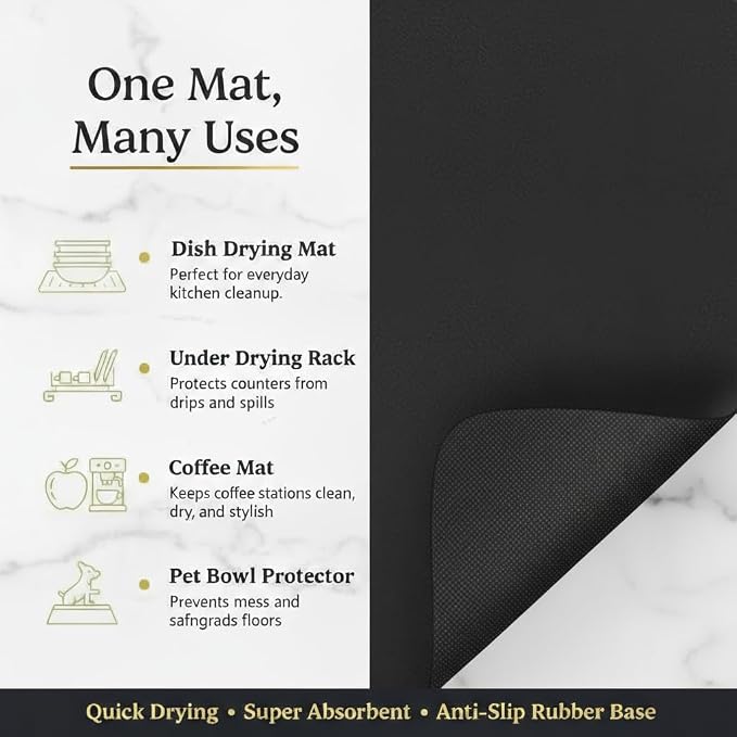 Dish Drying Mat Super Absorbent – 12" x 18" Coffee Mat - Image 3