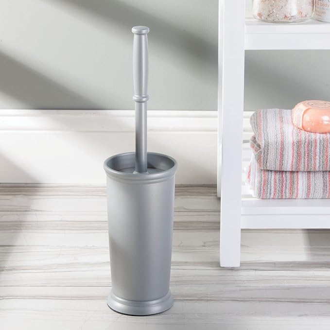 mDesign Compact Freestanding Plastic Toilet Bowl Brush and Holder - Image 8
