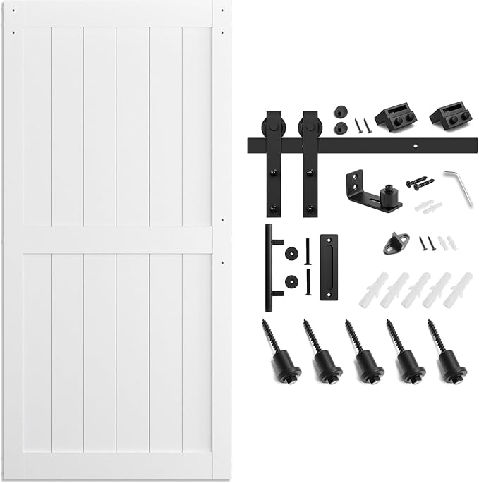 SmartStandard 40 x 80 inch White Sliding MDF Barn Door - Image 6