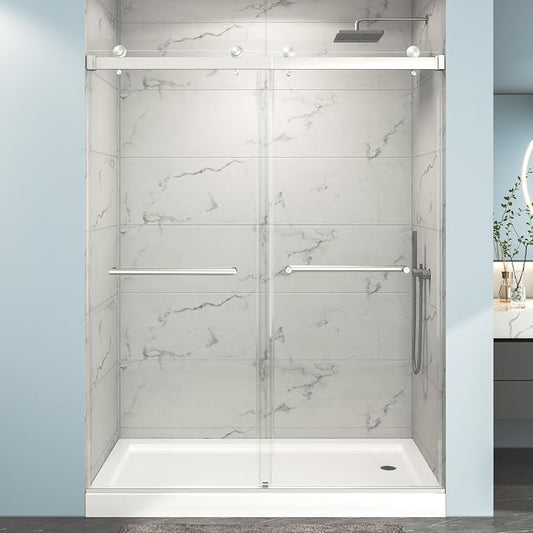 55"-60" W x 76" H Frameless Shower Door, Double Sliding Shower Door, 5/16" by EPXMKXShowerDoor