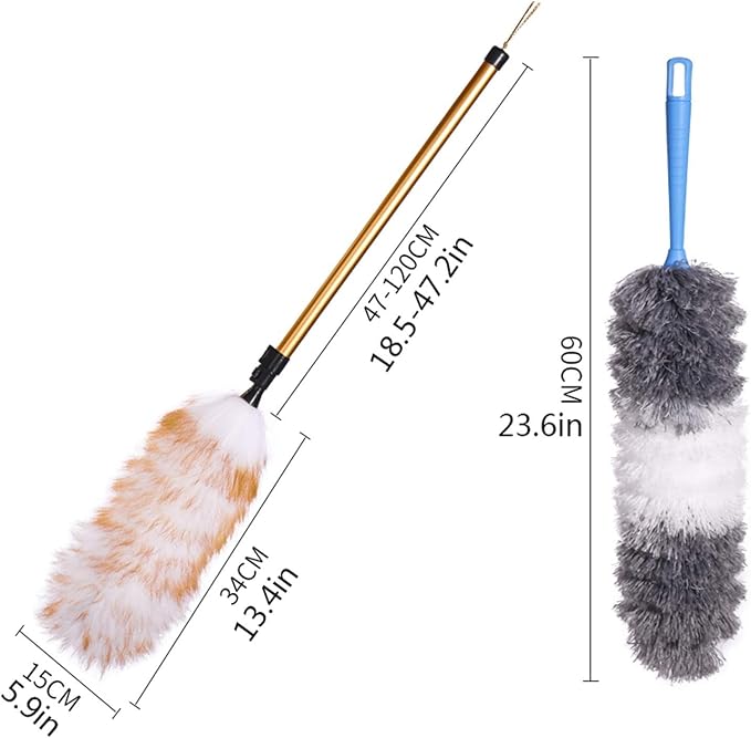 Feather Duster, Household Lambswool Duster, Long Reach/Extendable - Image 2