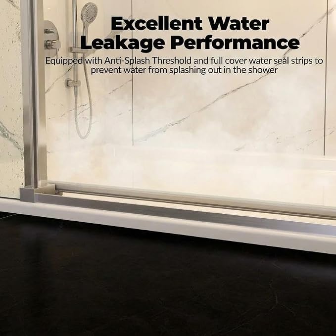 Frameless Sliding Shower Door, Adjustable 56"-60" W x 76" H - Image 5