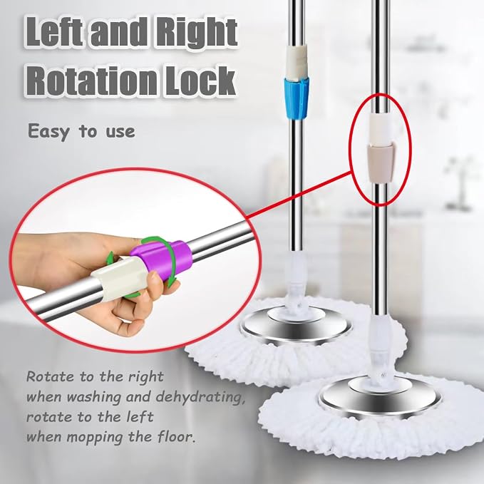 Extended Spin Mop Replacement Mop Handle, Upgraded 60-inch 360 Degrees Rotating - Image 4