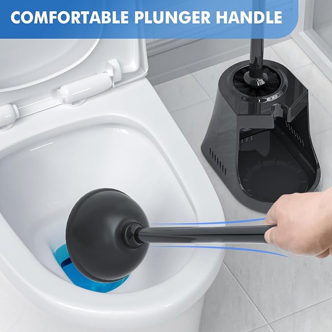 Toilet Plunger and Brush with Holder, Bowl Brush and Heavy Duty Toilet Plunger - Image 5