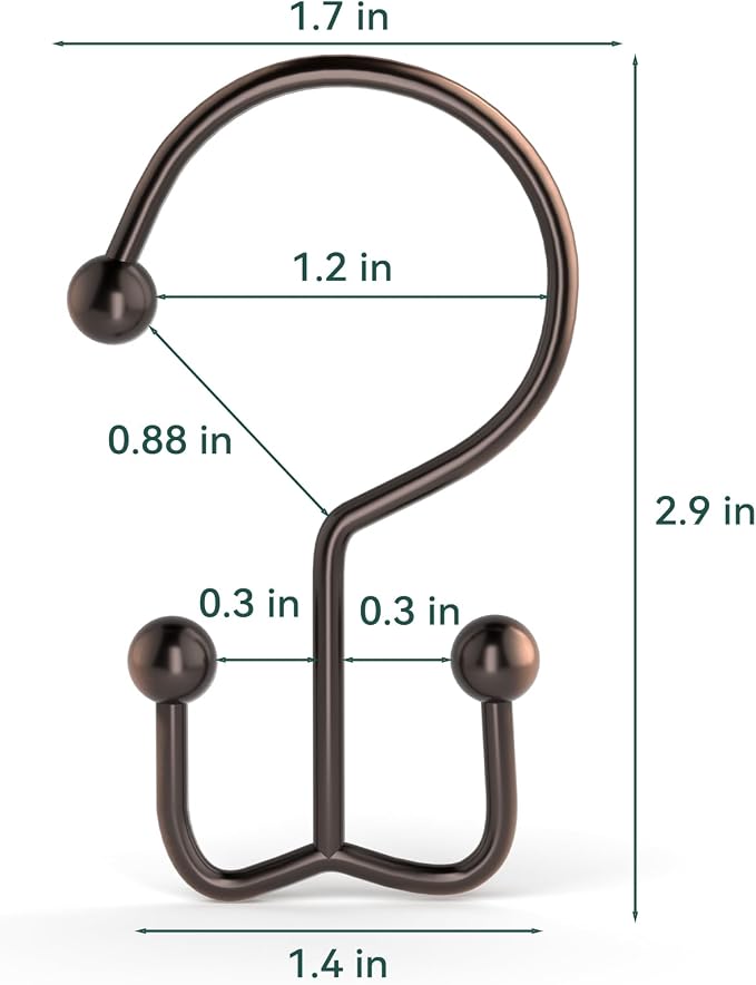 Goowin Shower Curtain Hooks, Durable Shower Curtain Rings Rust Proof, Double - Image 4