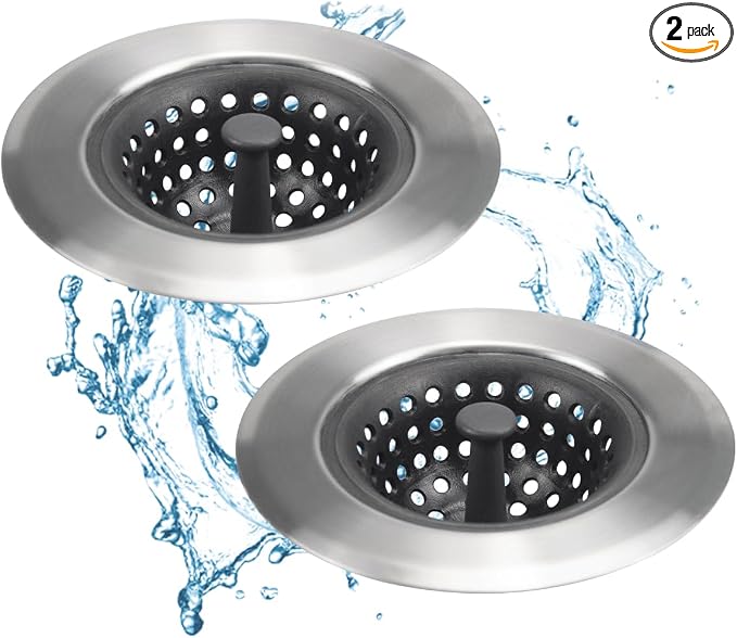 Kitchen Set of 2 Sink Strainers, Flexible Silicone Good Grip Kitchen Sink by PROFECTUS