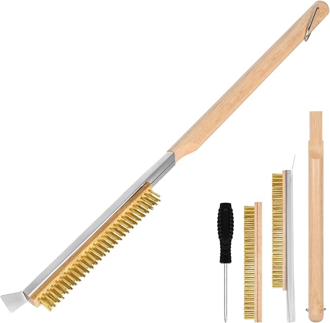 Pizza Oven Brush, BBQ Grill Cleaning Brush Non Scratch Heat Proof Brass Bristles by Aolso