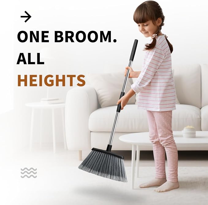 Broom, Outdoor Brooms for Sweeping Indoor, Adjustable 55" Pet Hair Removal - Image 5