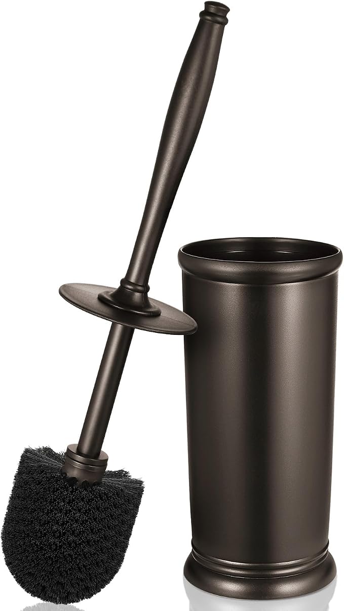 Toilet Bowl Brush Holder Set: Bathroom Deep Cleaning Toilet Scrubber Rim Cleaner by HAMITOR