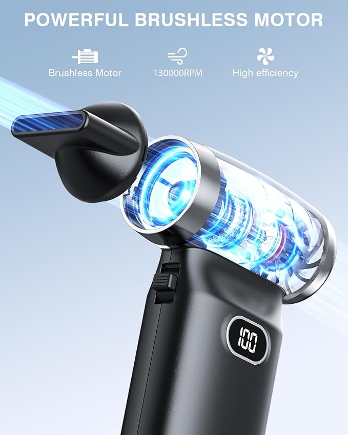 Electric Compressed Air Duster Cordless: 70 MPH High Wind Speed Mini Air Blower - Image 2