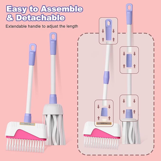 Jenilily Toddler Cleaning Set, Kids Cleaning Carts Toy Set, Detachable Kids Mop - Image 4