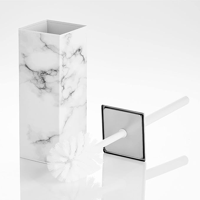 mDesign Steel Square Modern Toilet Bowl Brush and Holder - Image 5