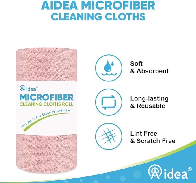 AIDEA Microfiber Cleaning Cloth 165 Sheets 3 Roll, Microfiber Towels - Image 3