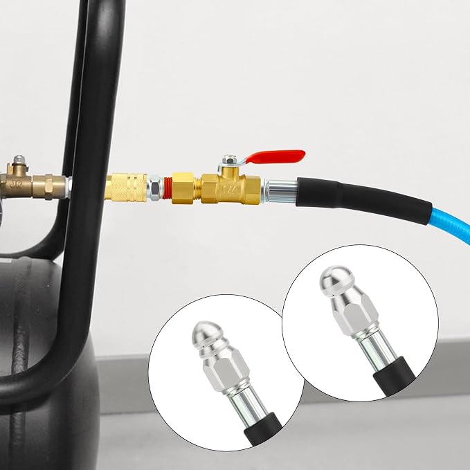 GASHER 23feet Home Dryer Vent Duct Cleaning Kit, 2 Jetter Nozzle, 1/4" NPT Ball - Image 7