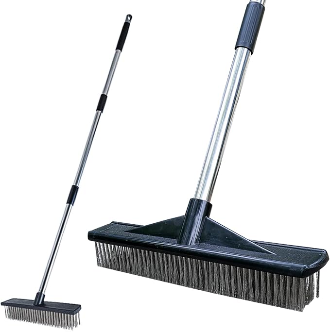 Heavy Duty Wire Push Broom Brush, 15.7" Stainless Steel Bristle Deck Brush by HRADHOL