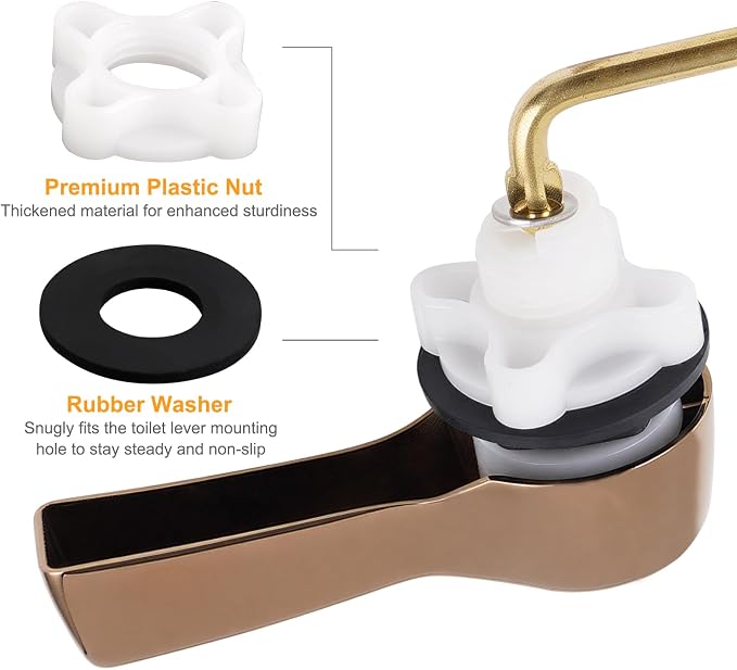 Hibbent Universal Metal Front Mount Toilet Handle Replacement Kit, Brass Toilet - Image 3