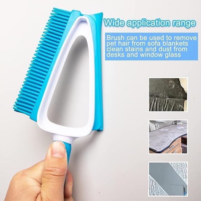 Pet Rubber Brush with Mini Dustpan, Dog Cat Hair Removal Brush with Squeegee - Image 8