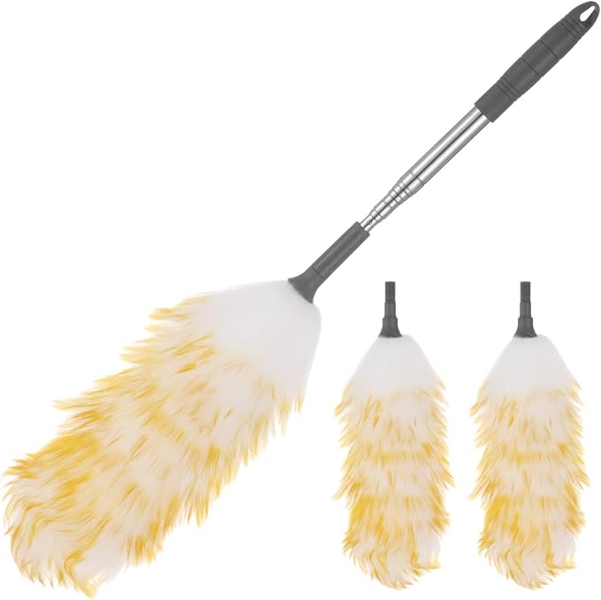 Lambswool Duster with 2 Replacements, Extends to 53 in, Anti-Scratch, - Image 2