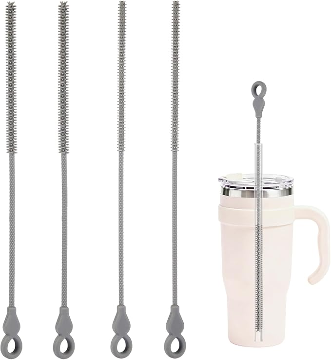 Silicone Straw Cleaner Brush, 4-Piece Reusable Straw Brush Set by Unknown