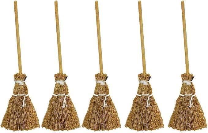 5Pcs Witch Broomstick Set, Miniature Broom Props, Fairy Decoration, Cinnamon by Unknown