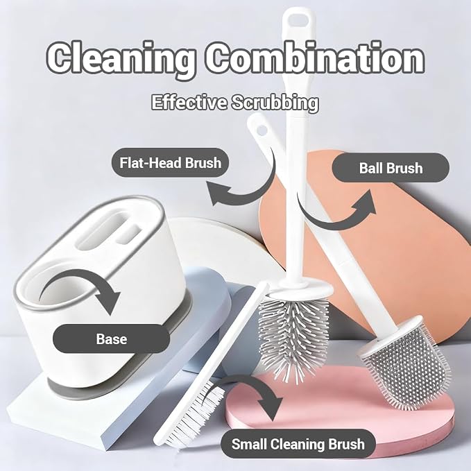 Toilet Brush Set, Bathroom Accessories, Toilet Bowl Cleaners, Deep Cleansing - Image 9